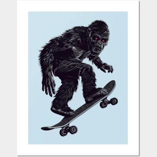 Bigfoot Skateboarding Illustration Posters and Art